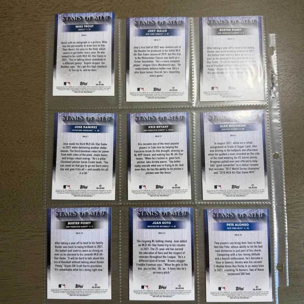 2022 Topps Stars of MLB Insert Card Lot Mike Trout Juan Soto Pete Alonso 9 Cards